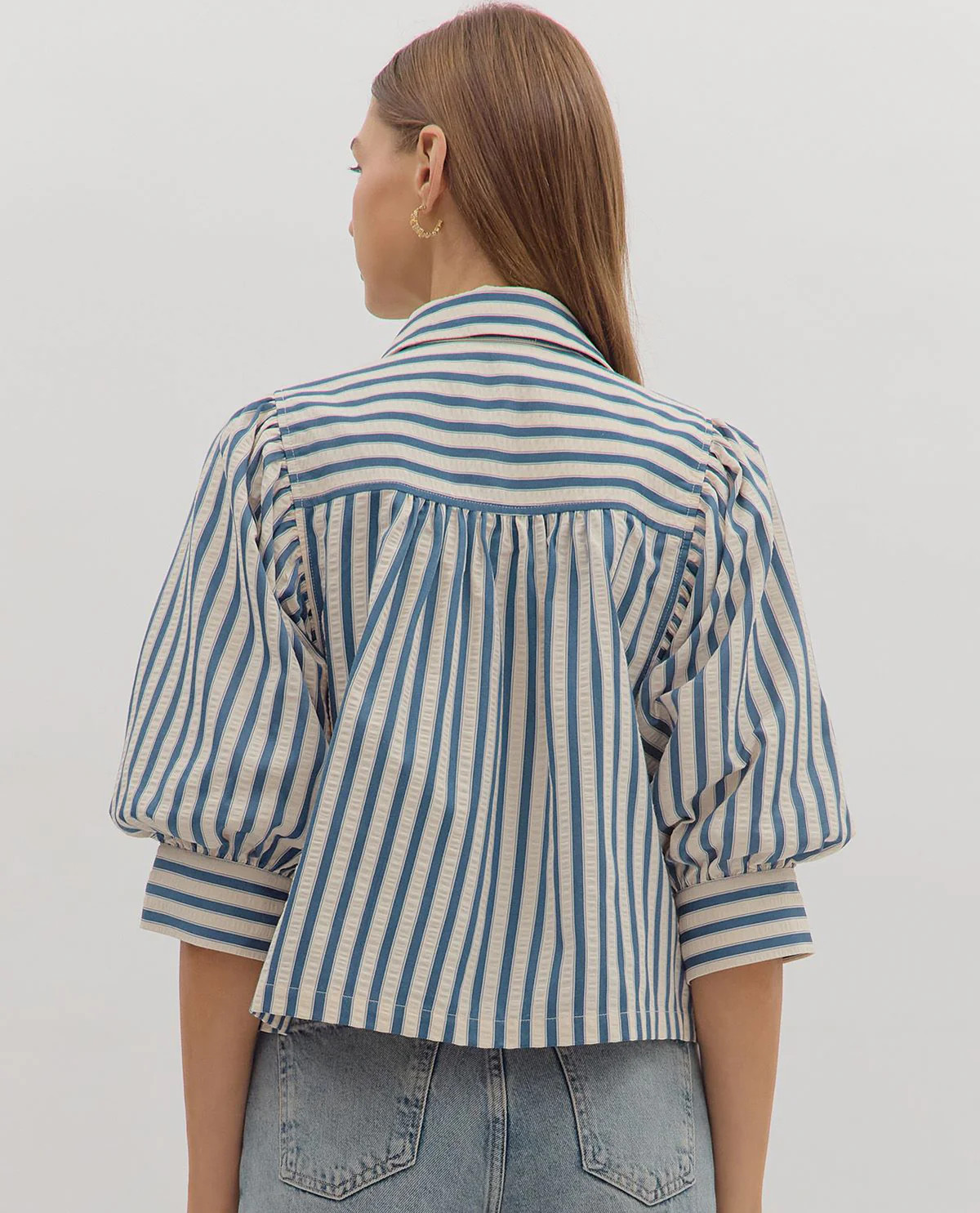 Entro Button Up Stripe Top - Image 4