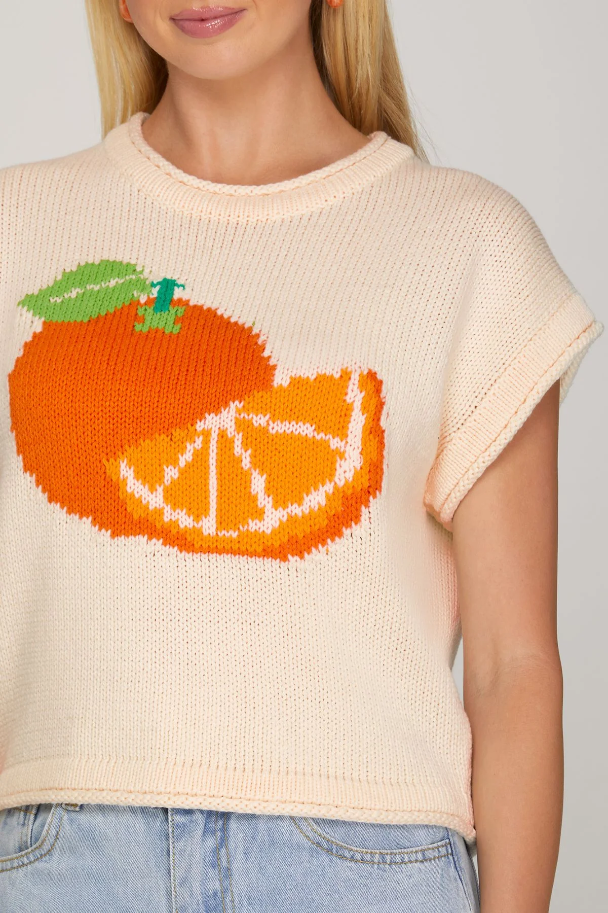 She and Sky Orange Print Sweater - Image 5