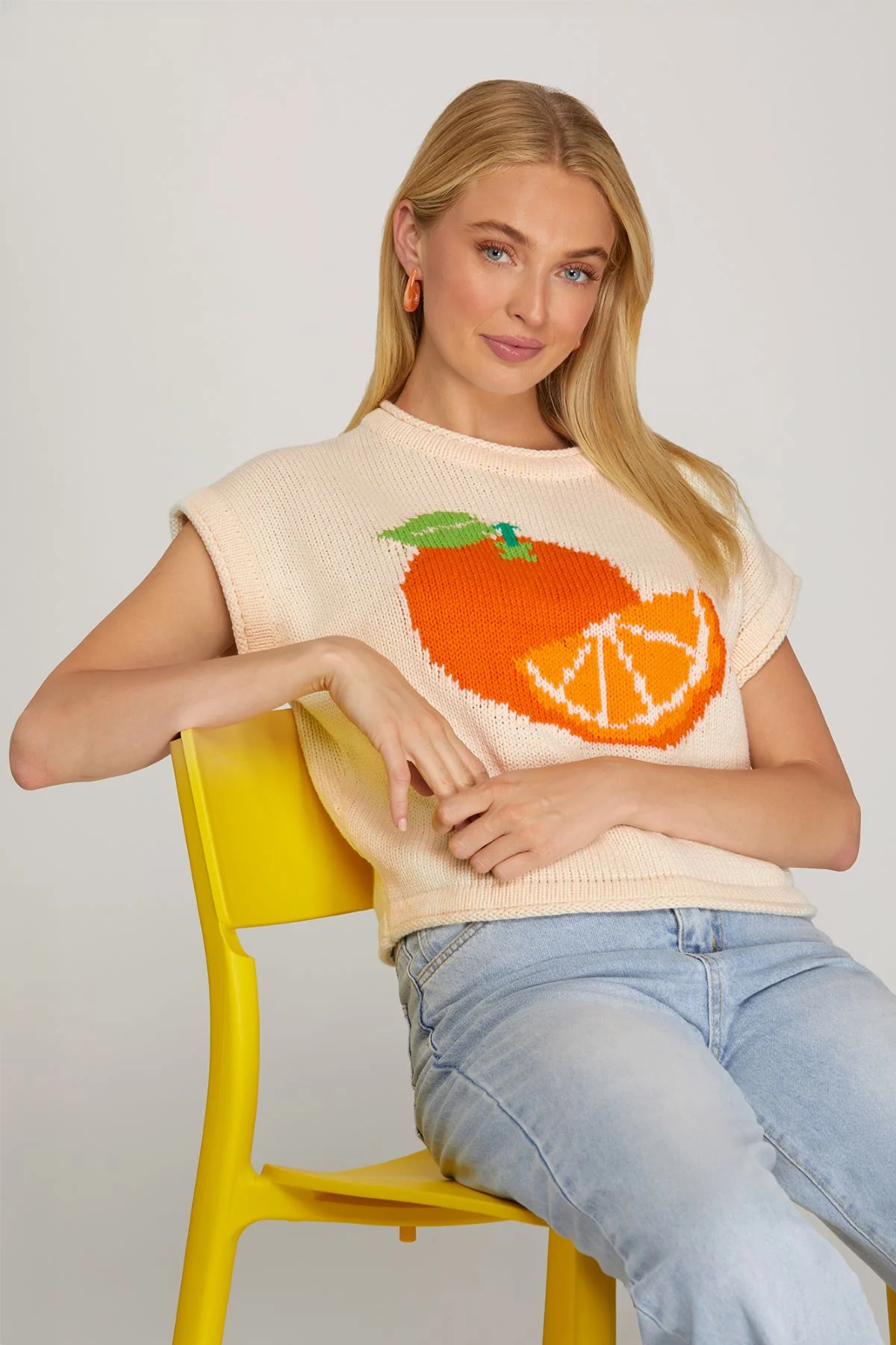 She and Sky Orange Print Sweater - Image 6