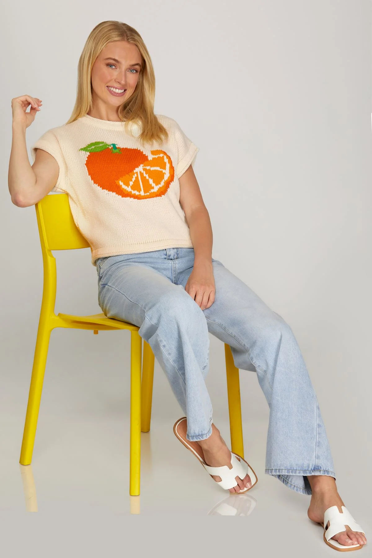 She and Sky Orange Print Sweater - Image 7