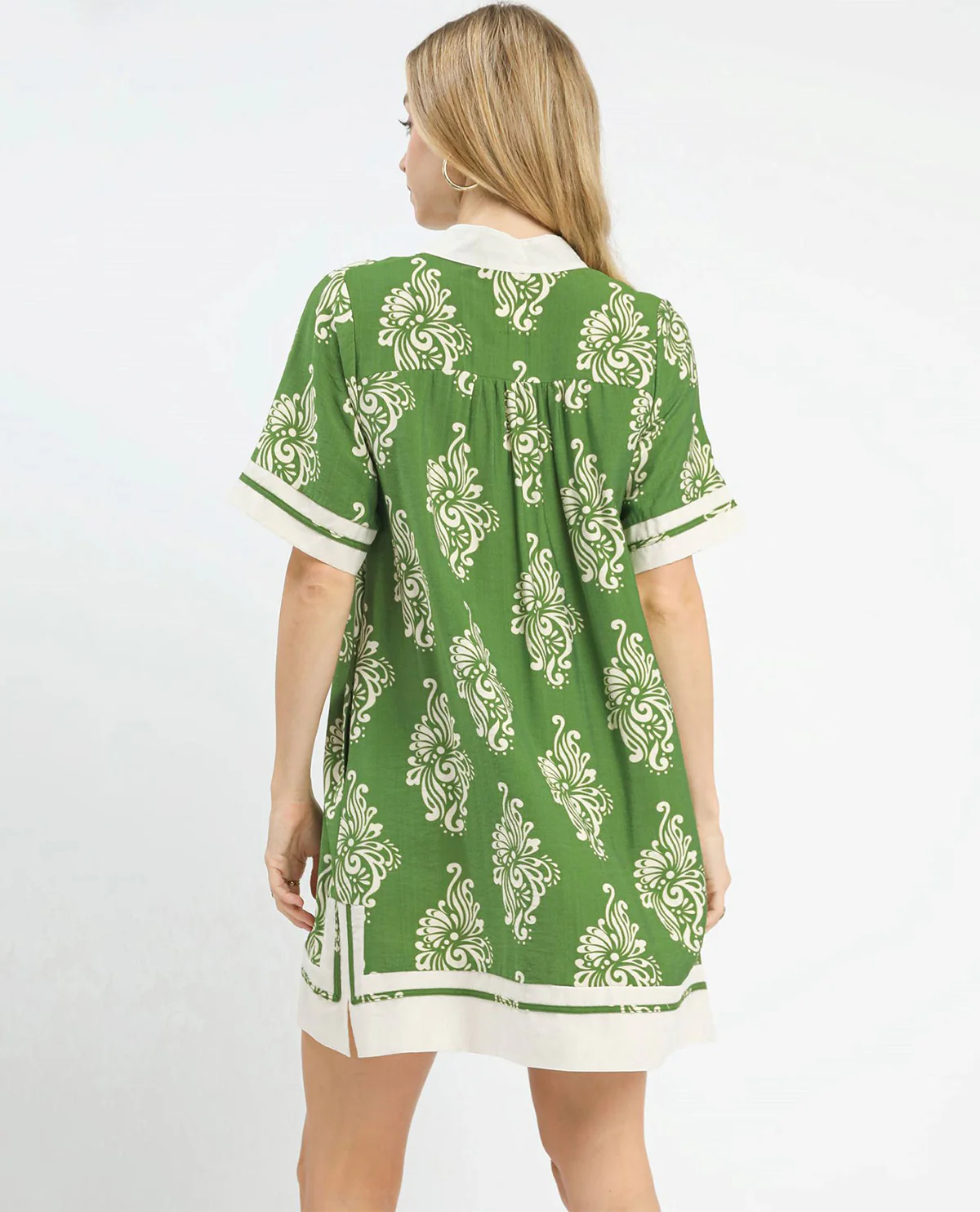 2 Tone Print V-neck Dress - Image 4