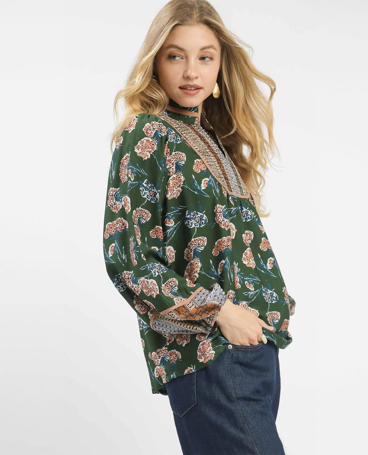 Umgee Bloom Cluster Boarder Print Top - Image 3