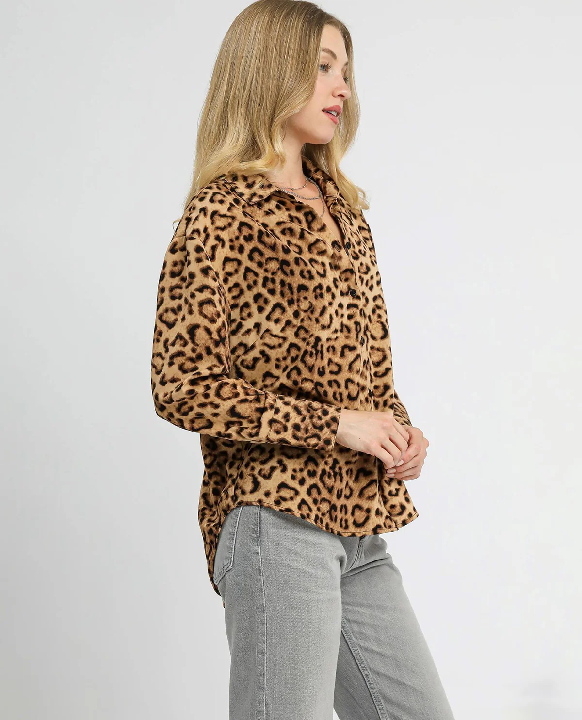 Umgee Button Down Animal Print Blouse - Image 5