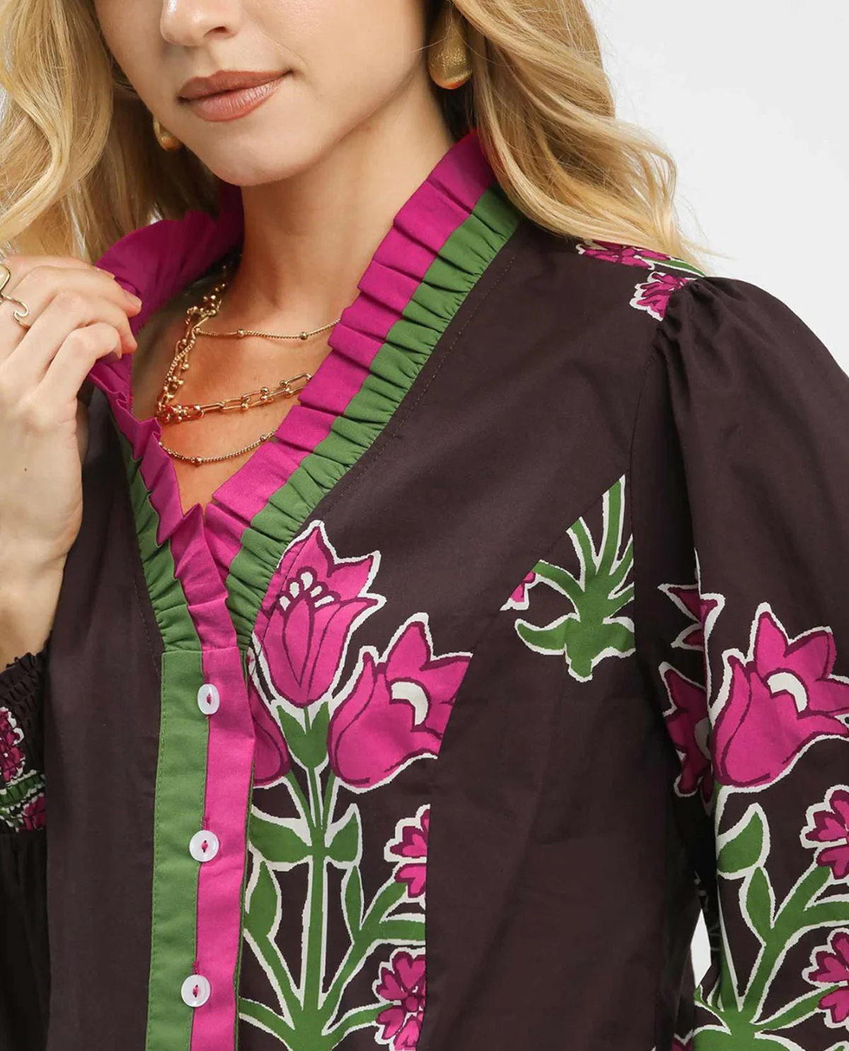 Floral Button Down Blouse - Image 4